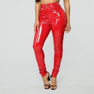 Shiny Red Vinyl pants NWT